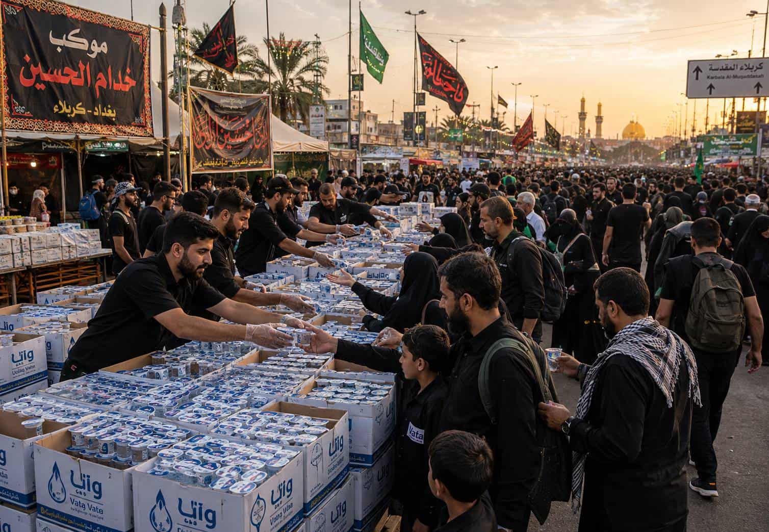«نذر آب» به مقصد رسید؛ توزیع ۱۵۰ هزار لیوان آب میان زائران اربعین